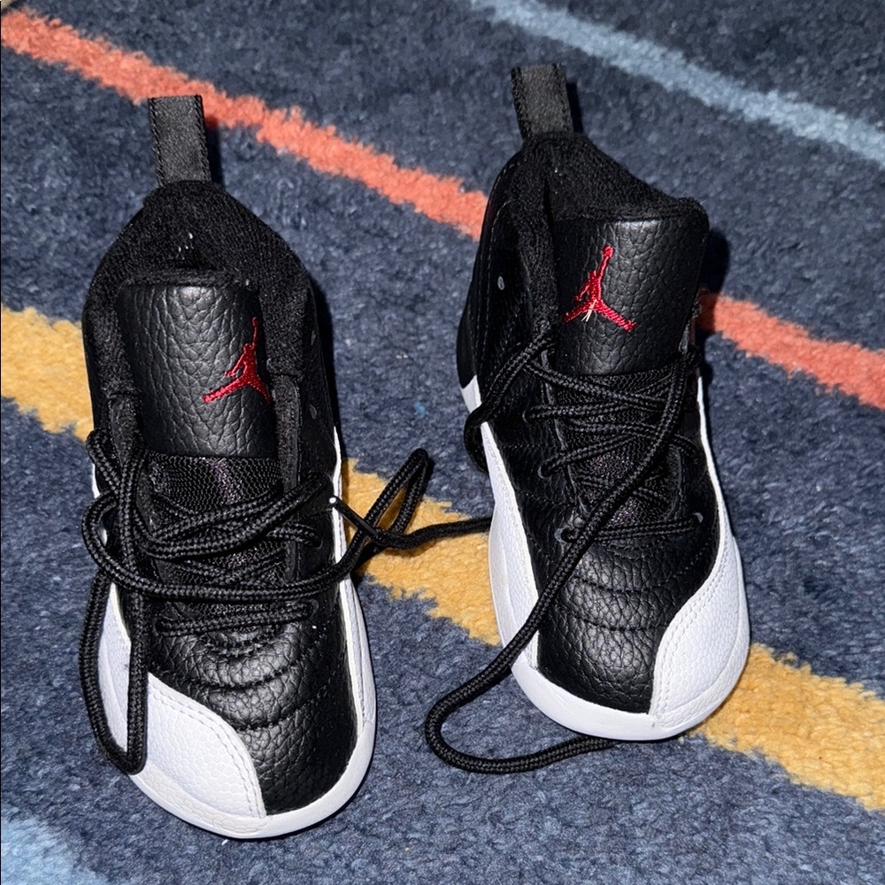 Jordan Kids Black and White Sneakers with Red Accent